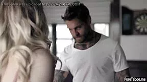 older guy pops nervous tiny blonde teen's cherry with his cock