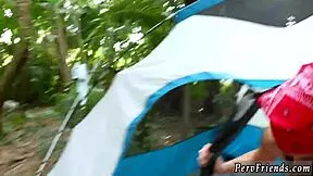 Bar chick drops for blowjob on wild forest outing