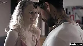 older guy pops nervous tiny blonde teen's cherry with his cock