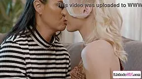 big tits asian milf catches stepdaughter's gf and tests her shaved pussy with hungry licks