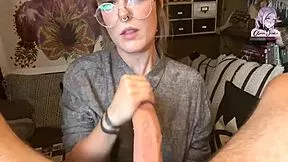 Cute nerdy redhead teases then deepthroats monster cock sloppy?
