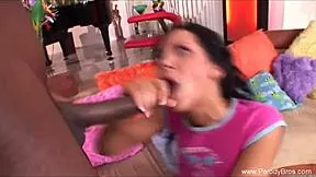 hey latina babe bounces on that big black cock right on the cozy couch