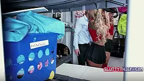 damn these 2 big booty college girls got caught stealin and punished hard