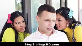 sexy latina stepsis alina belle and maya farrell tag team bro's cock with licks and rides 😈🍆💦