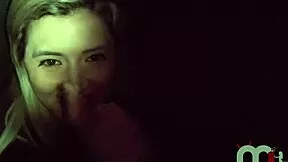 brunette teen sucks big black cock through gloryhole and swallows hot load