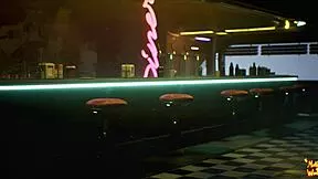 Burnice's wet blonde tits tempt late-night bar creampie ride??