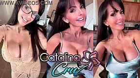uh catalina cruz squeezes her big natural tits wet pussy morning... damn