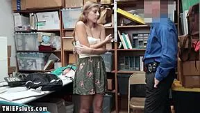 What if Scared Petite Thief Alyce Anderson Faced Perverted LP Officer's Huge Cock?