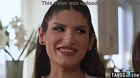 Petite Asian Lulu Chu loses truth or dare, sucks Latina shemale cock deep