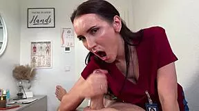 My sexy nurse milf gives wet deepthroat blowjob and swallows cum in hospital roleplay