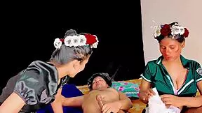 wet bff threesome licks pussy while fucking deep and squirting wildly