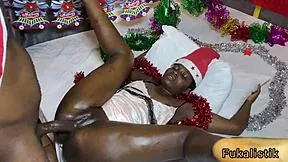 landlord's ebony teen fucks bbc neighbour for xmas