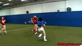 Hazing Lesbos Lick Pussy On Soccer Field!
