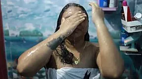 horny desi bhabhi LICKS AND SUCKS cock in steamy shower foreplay