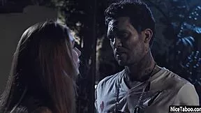 three tattooed lesbians lacy lennon katrina jade and joanna angel take turns on one huge cock