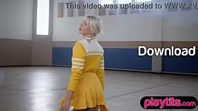 PETITE BLONDE MILF CHEERLEADER RIPS CLOTHES STRIPS BIG ASS