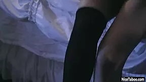 three tattooed lesbians lacy lennon katrina jade and joanna angel take turns on one huge cock