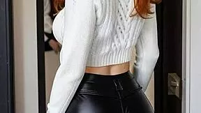 redhead escapes friendzone in leather lingerie with jerk off commands and bukkake fantasy