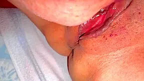 just 346 days post-virginity, her shaved pink pussy drips wet for close-up licking