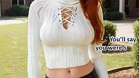 redhead escapes friendzone in leather lingerie with jerk off commands and bukkake fantasy