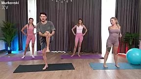 fitness trainer pounds two horny clients deep and juicy