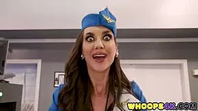 Shy Flight Attendant's Deepthroat Inspection Goes Wild!!