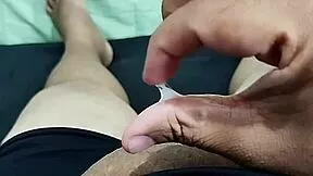 Watch My Small Foreskin Cock Get Jerked As Girlfriend Masturbates Her Juicy Pussy