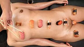 ohh im japanese sushi girl spreading shaved asian pussy for food fetish