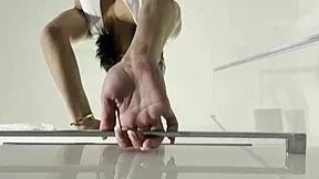 Petite brunette's ignored bathroom miniskirt horny boredom