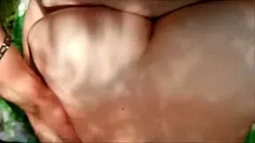 imagine nata sweet's risky public forest fuck, bent over for creampie orgasm.