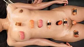 ohh im japanese sushi girl spreading shaved asian pussy for food fetish