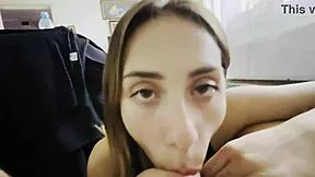 mmm this sensual deepthroat blowjob has her gagging on cock with sloppy spit