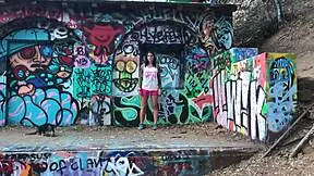 felicity feline flashes tits ass in public slutty outdoor compilation