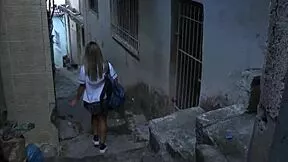 hot blonde saw the stroke and sat on cock right away