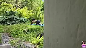 Did farm stranger spot my yoga pose then pound tight latina pussy outdoors?