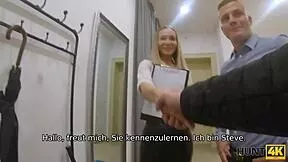 Strict suit teen reveals wild sex skills for cash while old cuckold watches?