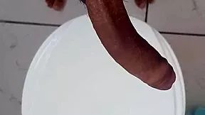 jerking my big brazilian cock in bathroom day one of 365 challenge