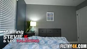 My stepmom Stevie K seduces me for sensual sloppy blowjob Leo Valentino