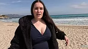 Curvy teen with big natural tits picked up tricked into rough doggystyle by fat german tourist