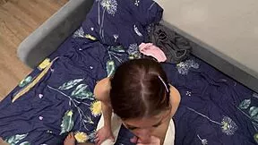 Innocent co-worker hides wild cock sucking skills in steamy POV