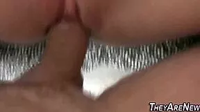 Teen amateur brunette guzzles massive cock jizz in hardcore pov facial 😍💦