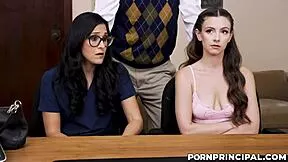 principal explores serena hill and jade greene's pussies at work