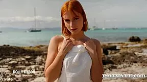 dolly dyson slurps cock then squirts riding outdoor!