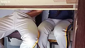 i couldn't resist that forbidden game with hot college girl flashing pussy fingering blowing cock on desk in class