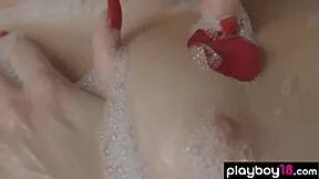 whoa, big tits latvian teen simone drops robe for romantic bath 🛁❤️