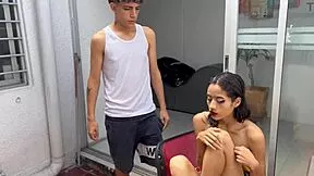 Colombian stepsis showers door open - wanna fuck her skinny hard??