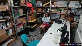 Lingerie thief stripper caught stealing gets clothes ripped and ass fucked by security