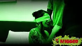 Blind date bombshell walks into dark room for black guys' interracial threesome pounding?