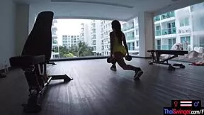 i worked out at gym with my horny asian teen girlfriend then fucked her hard after