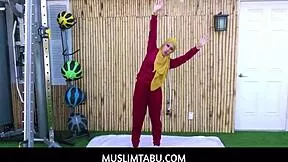 Arab Wife Kira Perez Cheats with Trainer Cock Hijab On